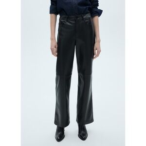 New MANGO Straight Leg Faux Leather Pants in Black Size 4